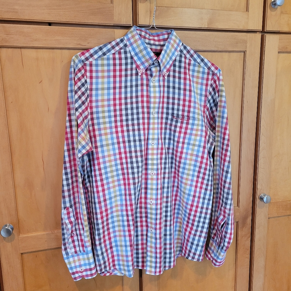 Ben Sherman Mens Multicolor Plaid Ling Sleeve Shirt Size Medium